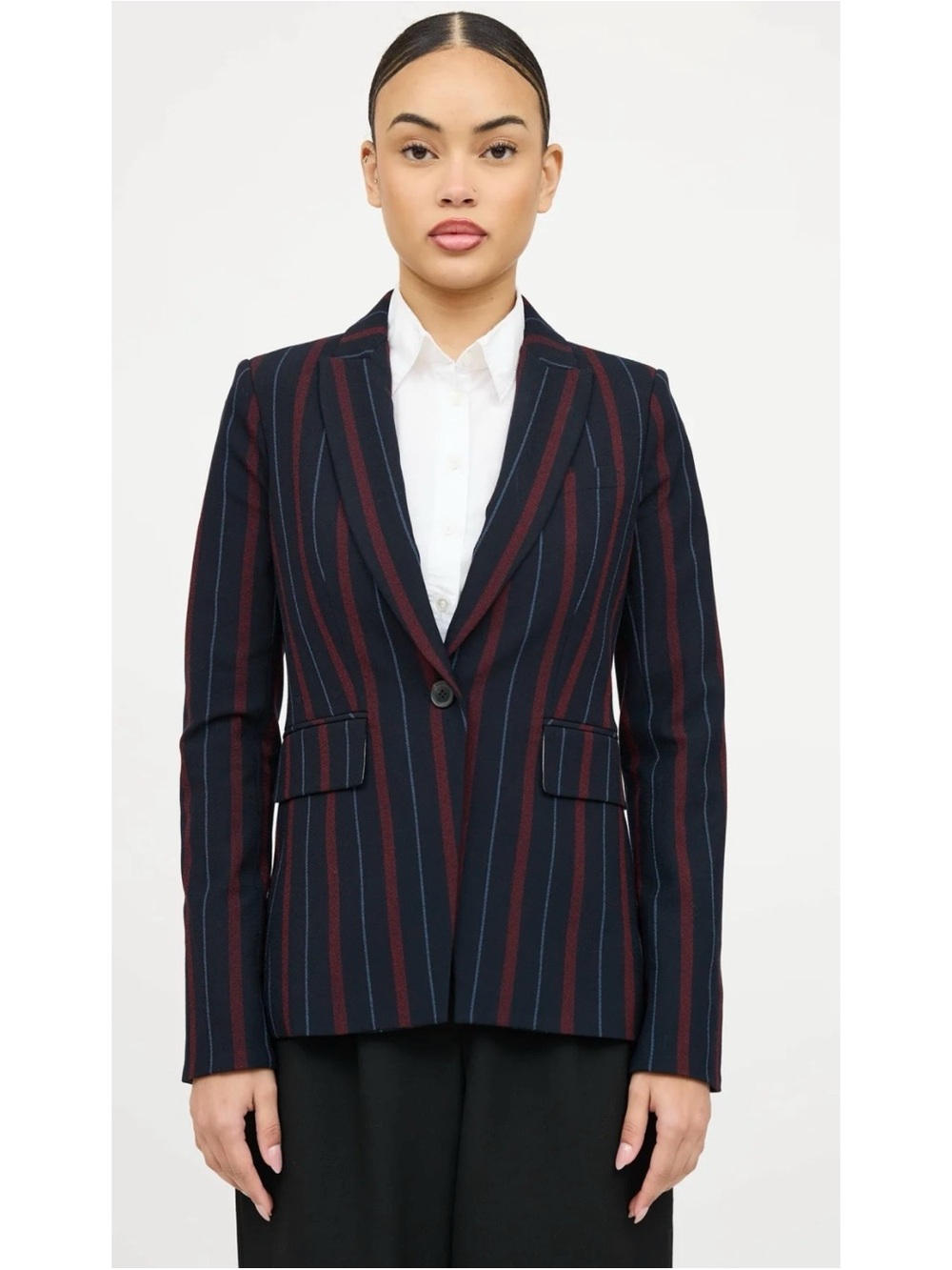 Veronica Beard Carter Dickey Striped Single Button Blazer 4